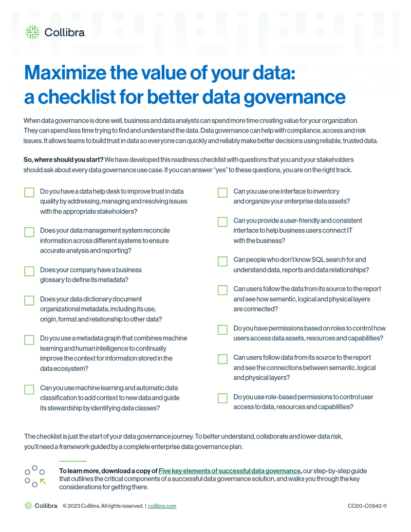 Maximize the value of your data: A checklist for better data governance cover image