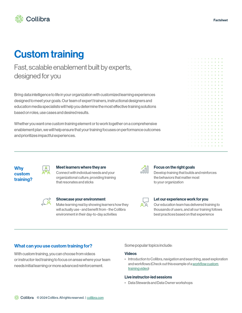 Custom training fact sheet cover image